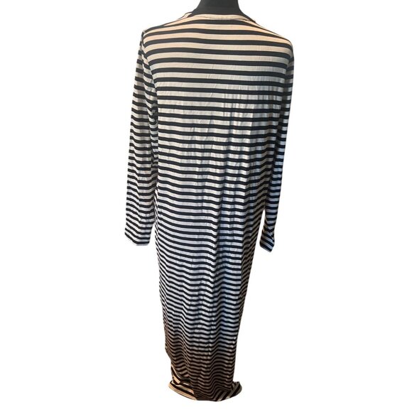 ASOS DESIGN long sleeve maxi t-shirt dress in black and white stripe sz 4 - Picture 5 of 7